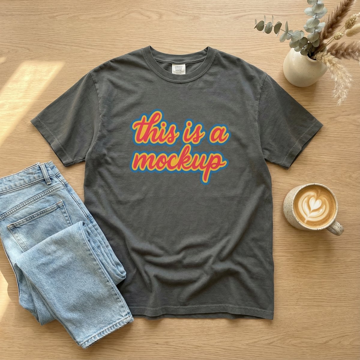Photorealistic Clean Flat Lay T-Shirt Mockup