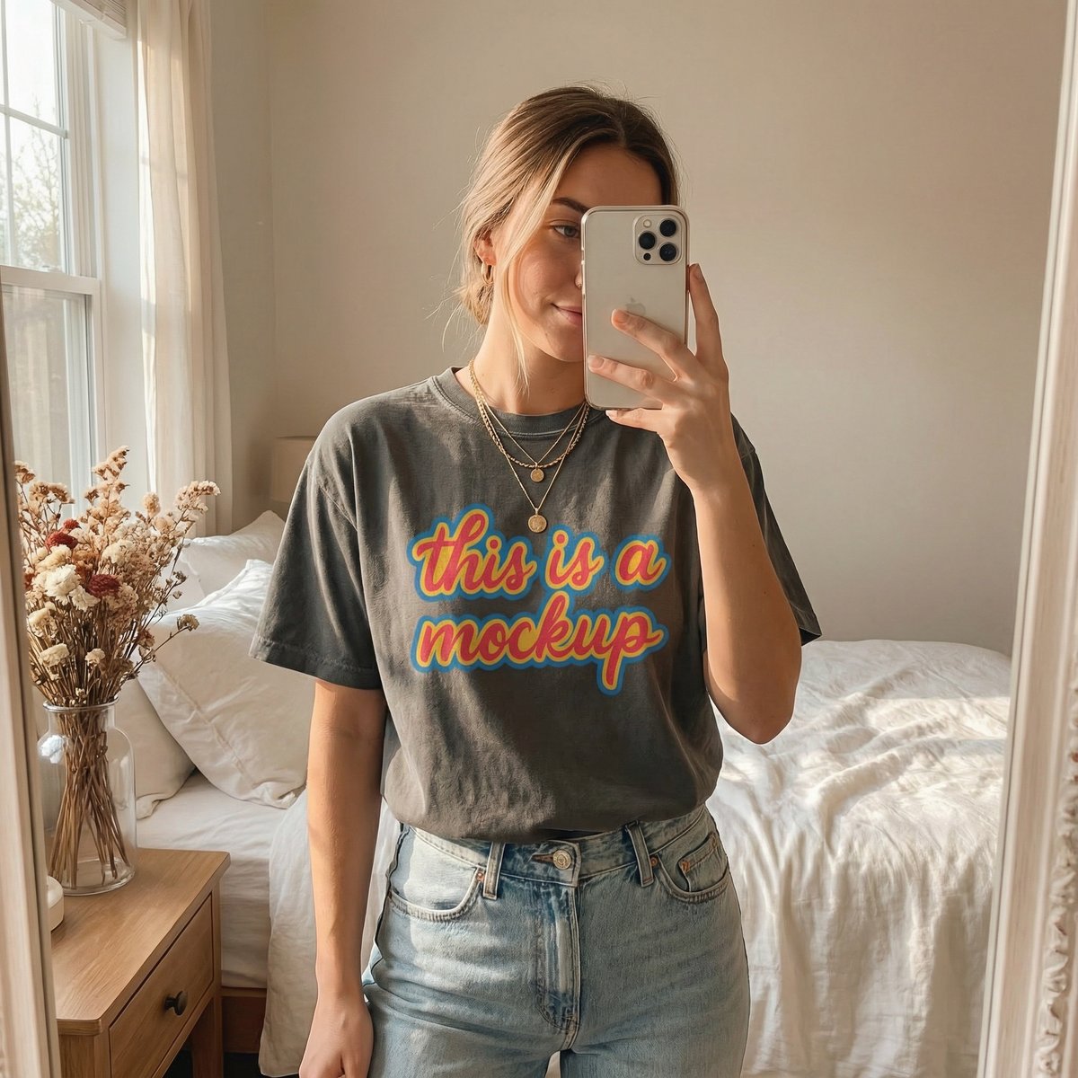 Photorealistic Influencer Style T-Shirt Mockup