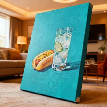 Framed canvas styled in a modern living room