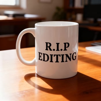 Lifestyle mug scene on designer workspace desk