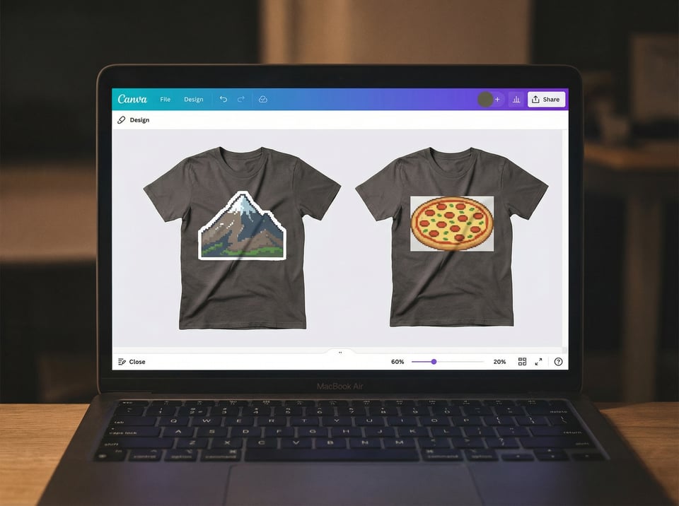 Canva editing attempt with artwork not matching fabric depth.