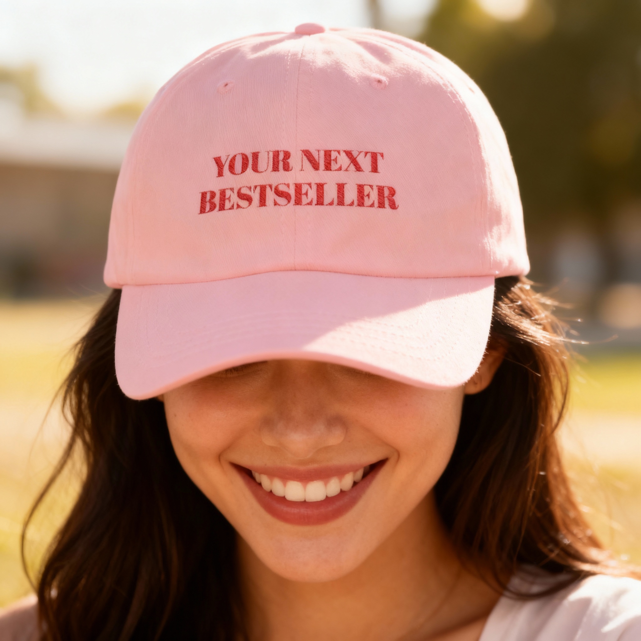 Lifestyle dad cap mockup on textured linen setting